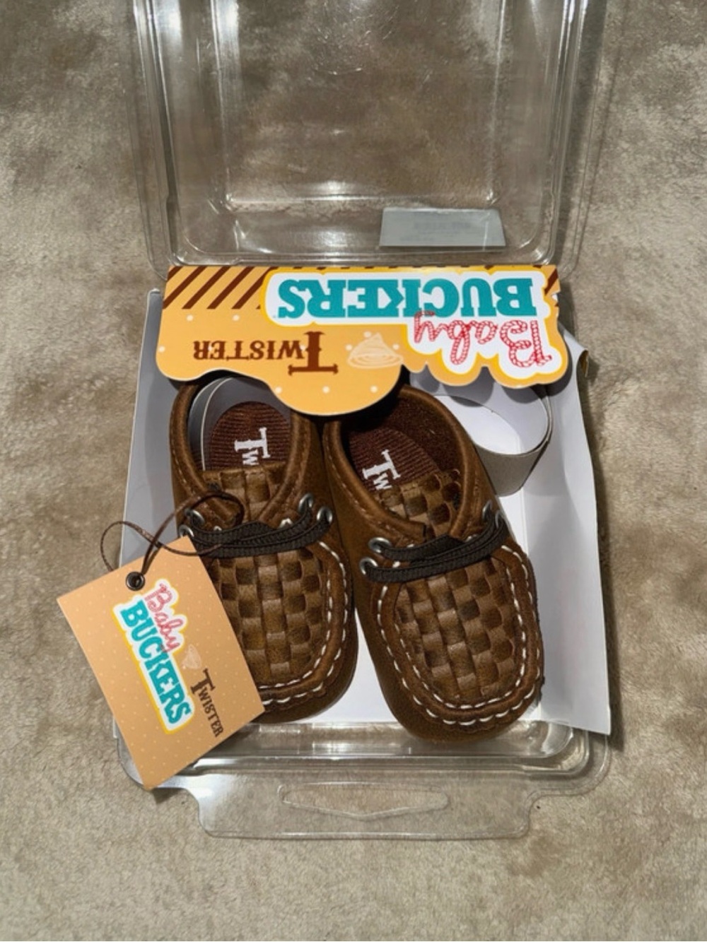 Twister Brown Woven Kids Moccasins